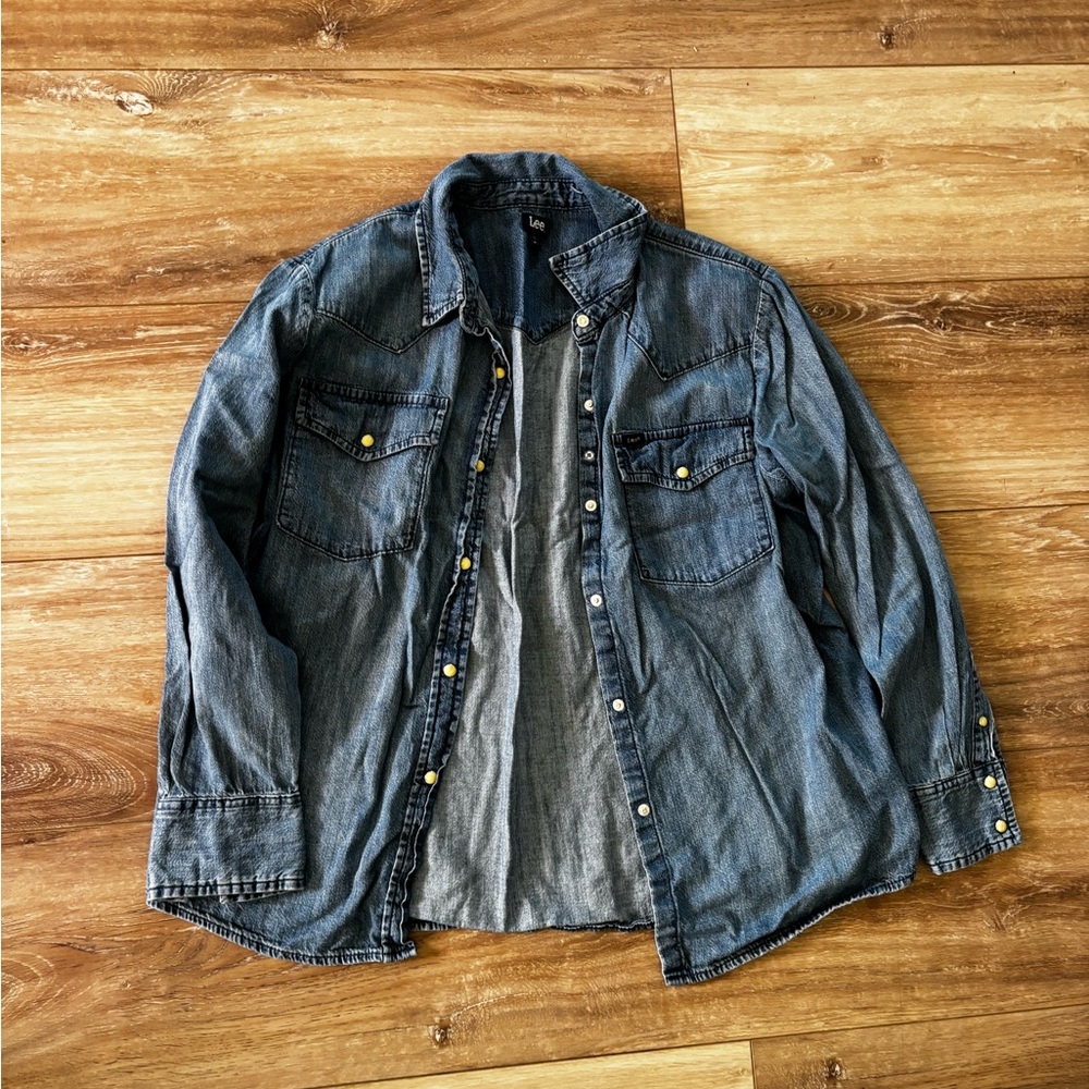 Lee Dark Blue Denim Button-Up Shirt